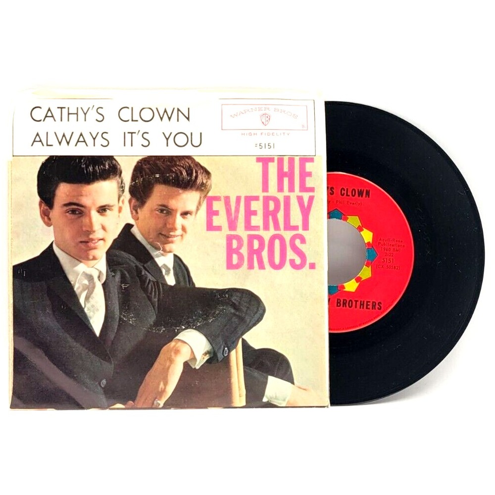 EVERLY BROTHERS - CATHY'S CLOWN / ALWAYS IT'S YOU - POP ROCK PICTURE SLEEVE & 45